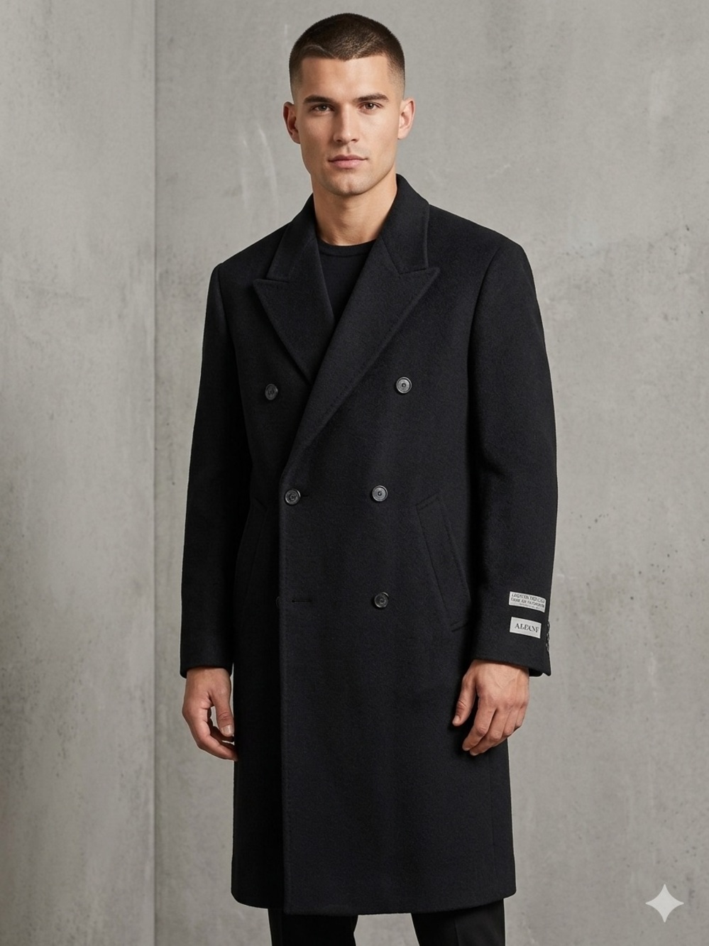 Alfani Men's Double-Breasted Black Pea Coat
